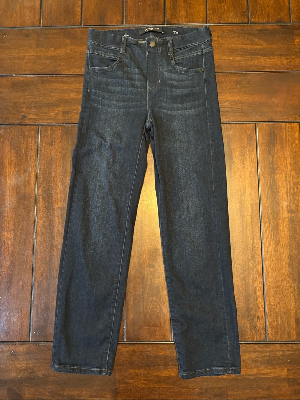 Liverpool Los Angeles the slim Dark Wash Pull On Denim Straight Leg Indigo 6/28